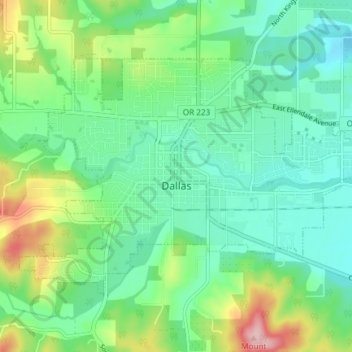 Dallas topographic map, elevation, terrain