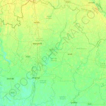 Joypurhat District topographic map, elevation, terrain
