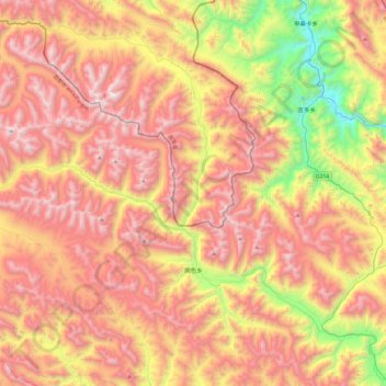 岗色乡 topographic map, elevation, terrain