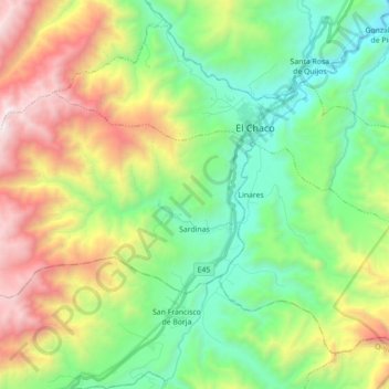 Sardinas topographic map, elevation, terrain