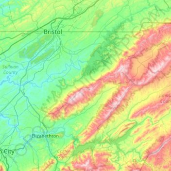 Cherokee National Forest topographic map, elevation, terrain