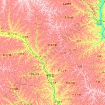 米脂县 topographic map, elevation, terrain