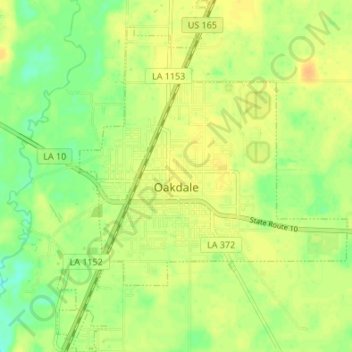 Oakdale topographic map, elevation, terrain