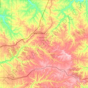 Webster County topographic map, elevation, terrain