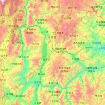 永胜县 topographic map, elevation, terrain