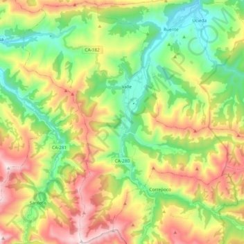 Cabuérniga topographic map, elevation, terrain