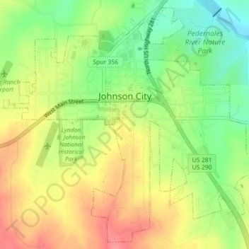 Johnson City topographic map, elevation, terrain
