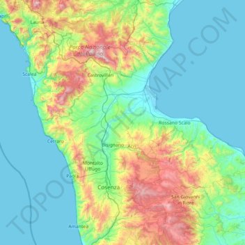 Cosenza topographic map, elevation, terrain