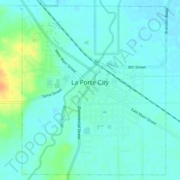 La Porte City topographic map, elevation, terrain