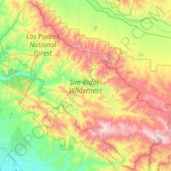 San Rafael Wilderness topographic map, elevation, terrain