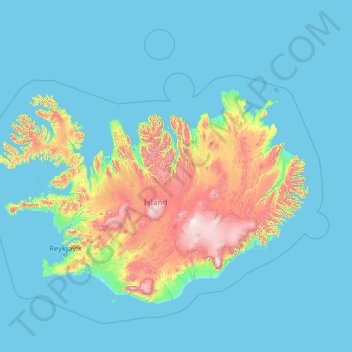 Iceland topographic map, elevation, terrain