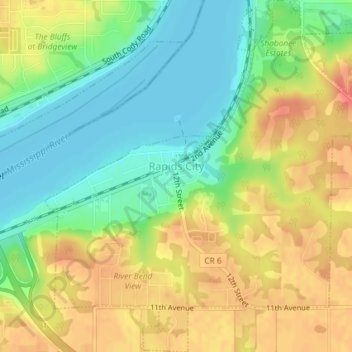 Rapids City topographic map, elevation, terrain