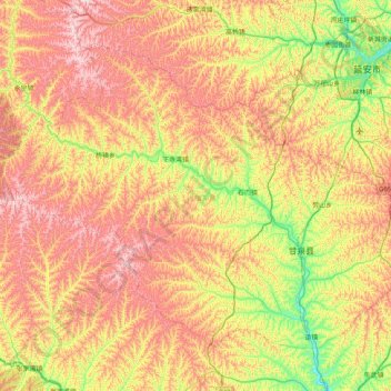 甘泉县 topographic map, elevation, terrain