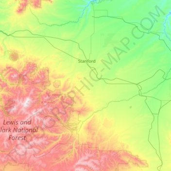 Judith Basin County topographic map, elevation, terrain