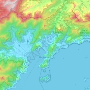 Mangaratiba topographic map, elevation, terrain