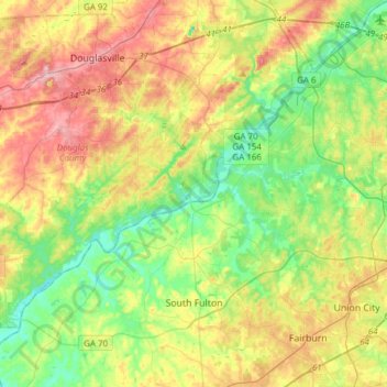 South Fulton topographic map, elevation, terrain