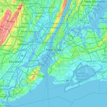 New York topographic map, elevation, terrain