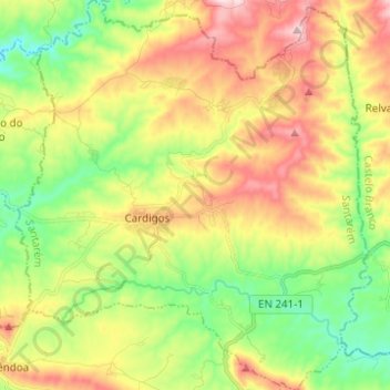 Cardigos topographic map, elevation, terrain