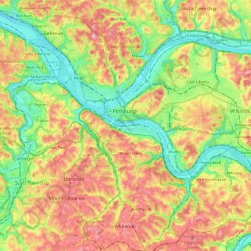 Pittsburgh topographic map, elevation, terrain