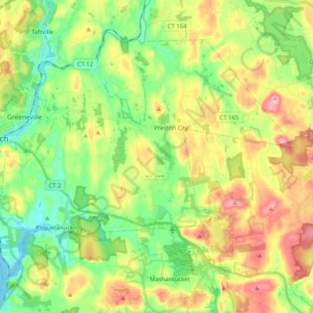 Preston topographic map, elevation, terrain