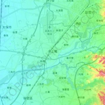 Shuishang Township topographic map, elevation, terrain