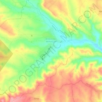 Arneiro das Milhariças topographic map, elevation, terrain