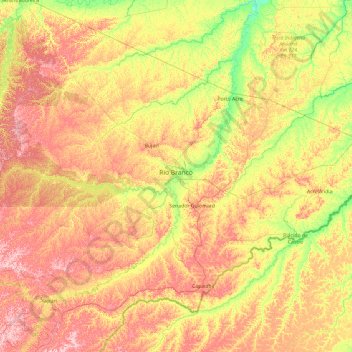 Rio Branco topographic map, elevation, terrain
