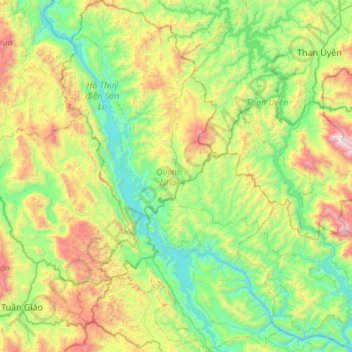 Quỳnh Nhai District topographic map, elevation, terrain