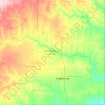 Collingsworth County topographic map, elevation, terrain