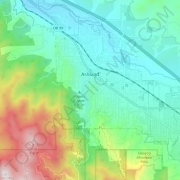 Ashland topographic map, elevation, terrain