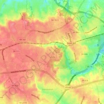 Bon Air topographic map, elevation, terrain