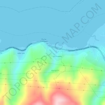 Punta de Tigre topographic map, elevation, terrain