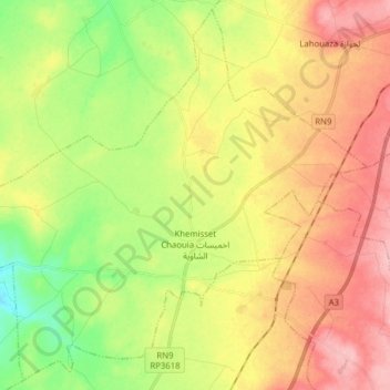 Khemisset Chaouia topographic map, elevation, terrain