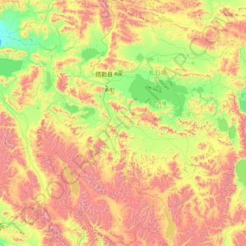 Coqên topographic map, elevation, terrain