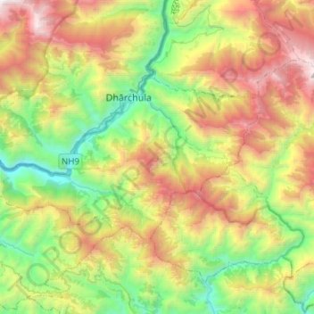 Mahakali topographic map, elevation, terrain