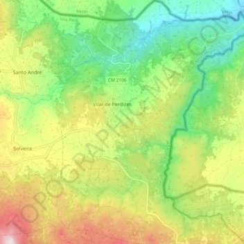 Vilar de Perdizes topographic map, elevation, terrain