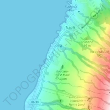 Napili-Honokowai topographic map, elevation, terrain