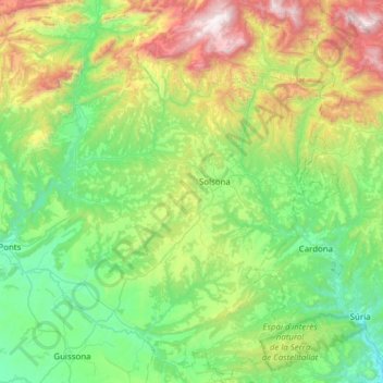 Solsonès topographic map, elevation, terrain