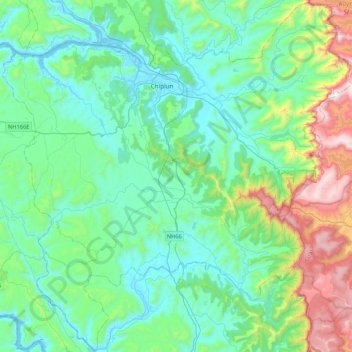 Chiplun topographic map, elevation, terrain