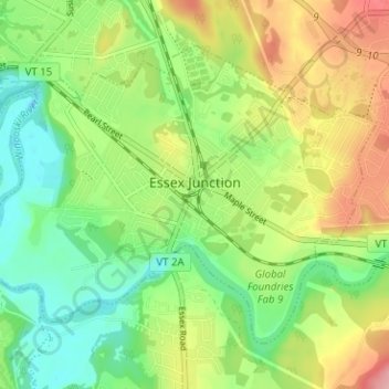 Essex Junction topographic map, elevation, terrain