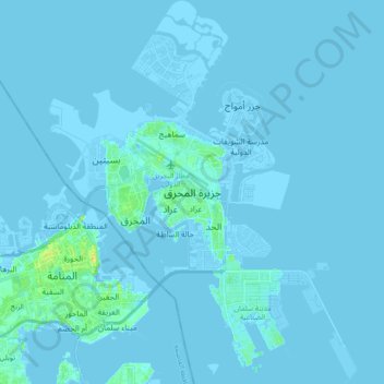 Muharraq Island topographic map, elevation, terrain