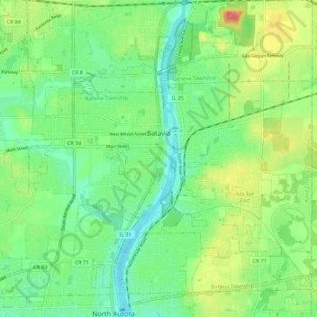 Batavia topographic map, elevation, terrain