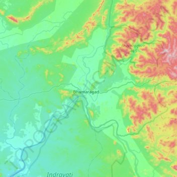 Bhamragad topographic map, elevation, terrain