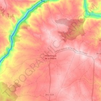 Villardiegua de la Ribera topographic map, elevation, terrain
