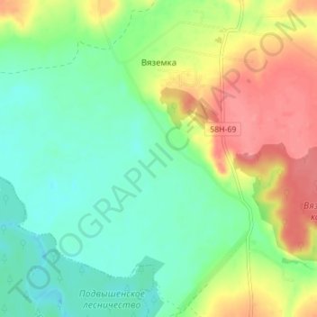 Vyazemka topographic map, elevation, terrain