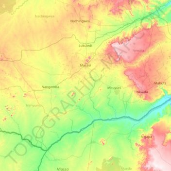 Masasi topographic map, elevation, terrain
