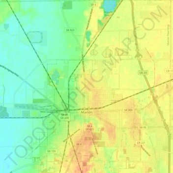 Marion topographic map, elevation, terrain