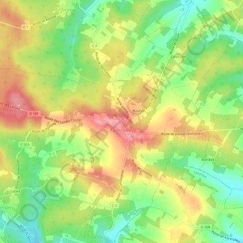 Xaintrailles topographic map, elevation, terrain