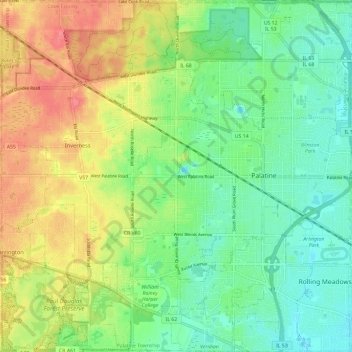 Palatine Township topographic map, elevation, terrain