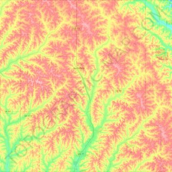 Audubon County topographic map, elevation, terrain